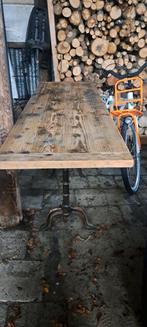 Eettafel 220x70 met prachtig gietijzeren onderstel., Huis en Inrichting, Tafels | Eettafels, Ophalen, 200 cm of meer, 50 tot 100 cm