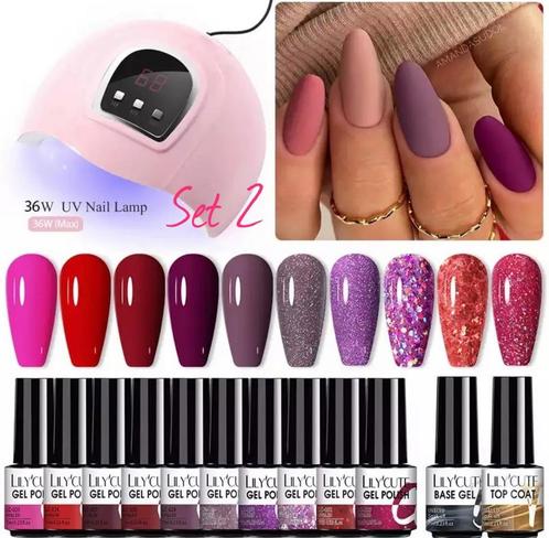 10 stuks gellak set met Uv led lamp 36W met Top/Base., Sieraden, Tassen en Uiterlijk, Uiterlijk | Cosmetica en Make-up, Ophalen of Verzenden