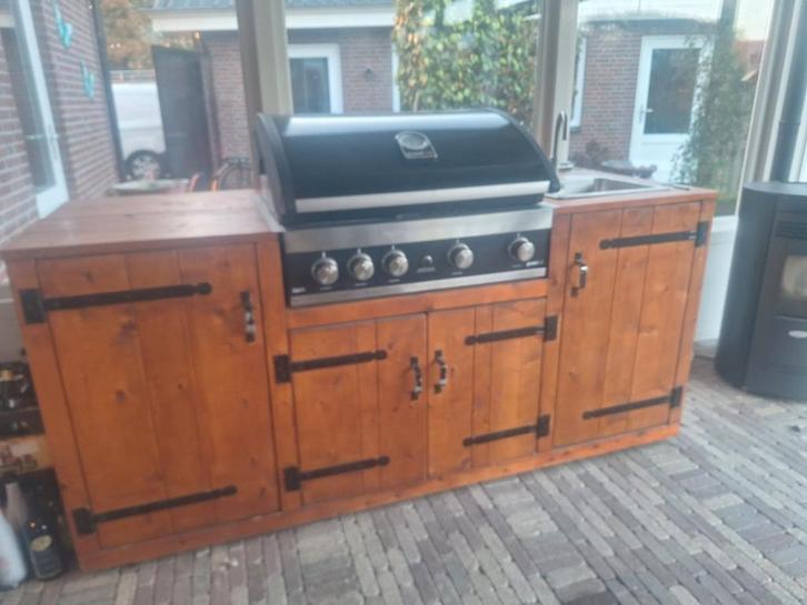 Complete Buitenkeuken met BBQ en Koelkast, Tuin en Terras, Buitenkeukens, Zo goed als nieuw, Gas, Vrijstaand, Ophalen