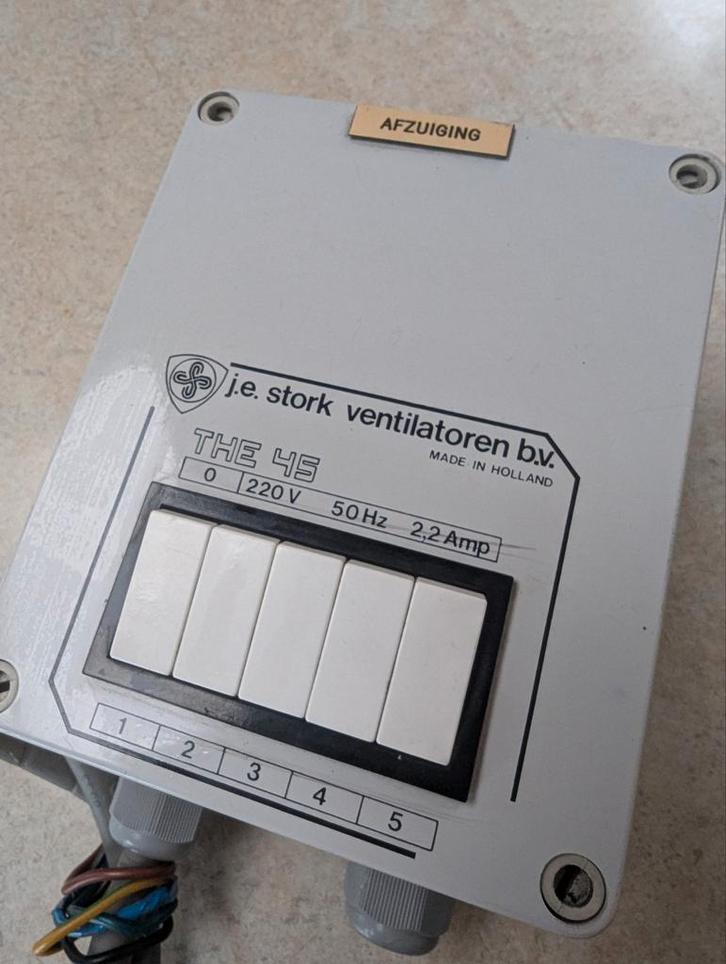 J.E. StorkAir THE 45 – 5-stand ventilatorregelaar 230 V / 2, Doe-het-zelf en Verbouw, Ventilatie en Afzuiging, Ventilator, Ophalen of Verzenden