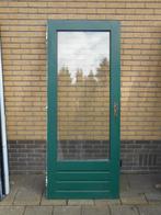 hardhouten buitendeur 82.5 x 201 dubbelglas, Ophalen, Gebruikt, 80 tot 100 cm, Buitendeur
