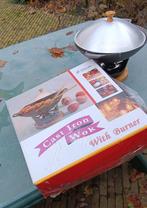 NIEUW Gietijzer wok Chinese fondue incl houder brander (G202, Ophalen of Verzenden, Nieuw, Gietijzer, Wok