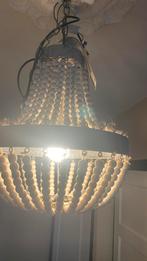 Landelijke Kroonluchter met Houten Kralen, Huis en Inrichting, Lampen | Kroonluchters, Ophalen, Zo goed als nieuw, Hout