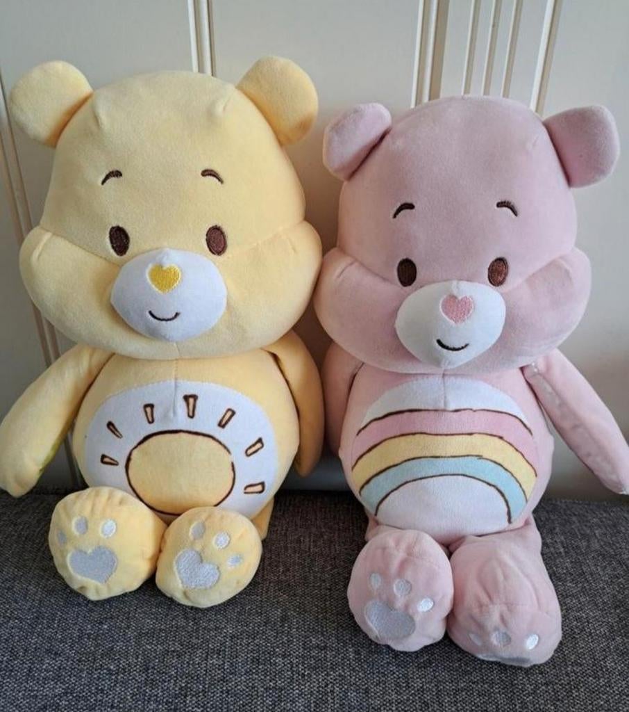 240.   Troetelbeertjes Geel & Roze - 28cm, Ophalen of Verzenden, Gebruikt, Beer