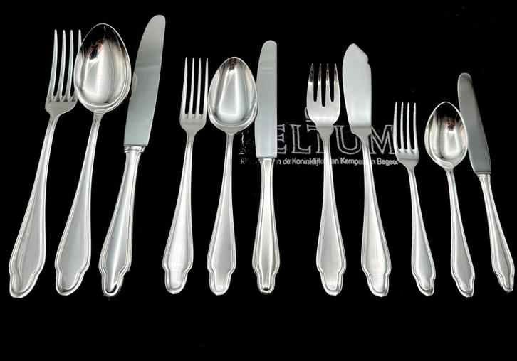 183-delig zilveren bestek, model Chippendale - .925 zilver, Antiek en Kunst, Antiek | Goud en Zilver, Zilver, Ophalen of Verzenden