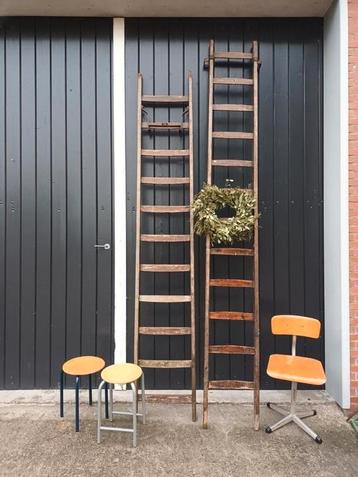Houten industriële ladder trap hout decoratieladder beschikbaar voor biedingen