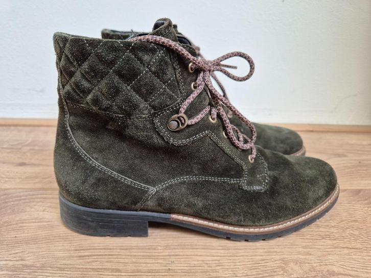 Sch157 - Groene leren Durea enkellaarzen maat 40 (1), Kleding | Dames, Schoenen, Zo goed als nieuw, Groen, Ophalen of Verzenden