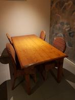 Tafel met rotan stoelen (4 stuks)., Ophalen, Gebruikt, 50 tot 100 cm, 150 tot 200 cm