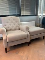 Luxe fauteuil met voetenbank Riviera maison, Ophalen, Zo goed als nieuw, Stof, 75 tot 100 cm