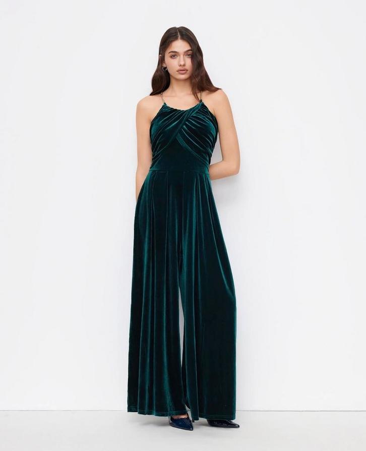 Groene fluwelen jumpsuit maat L - Nieuw!, Kleding | Dames, Gelegenheidskleding, Nieuw, Overige typen, Maat 42/44 (L), Groen, Ophalen of Verzenden