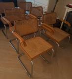 Thonet buisframe marcel breuer sledestoel met armleuning, Huis en Inrichting, Stoelen, Ophalen, Bruin, Vijf, Zes of meer stoelen