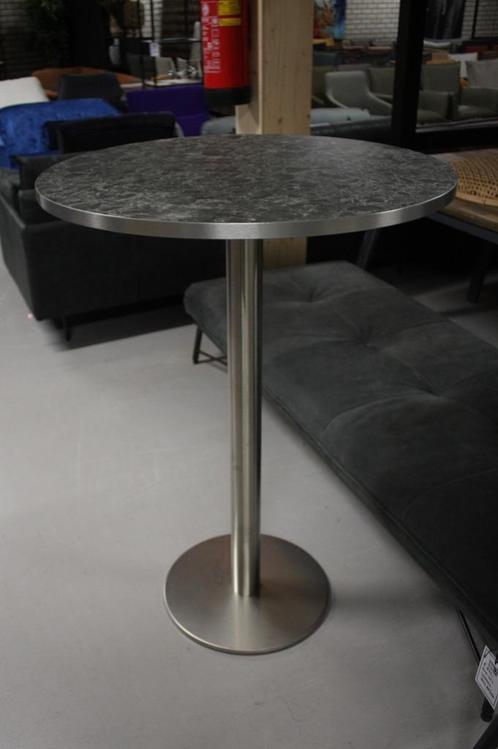 Mooie ronde bartafel statafel rvs & marmerlook Ø80 cm, Huis en Inrichting, Barkrukken, Zo goed als nieuw, Ophalen