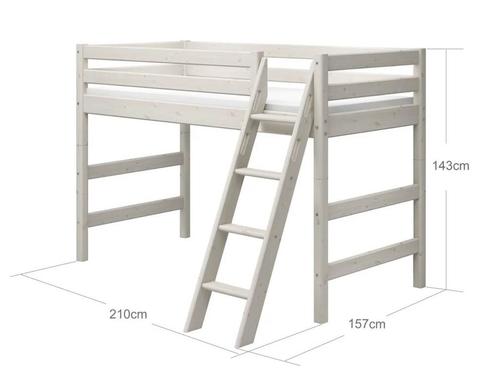 FLEXA CLASSIC verhoogde halfhoogslaper met schuine ladder!!!, Kinderen en Baby's, Kinderkamer | Stapelbedden en Hoogslapers, Gebruikt