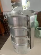 Aluminium rantang etensdrager, brocante stapelpannen, Ophalen of Verzenden, Zo goed als nieuw