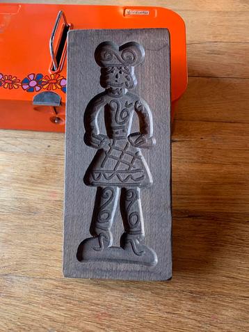 Brocante houten speculaasplank, zwarte piet beschikbaar voor biedingen