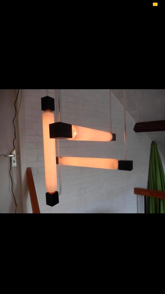 Moderne Rietveld buislampen 3 stuks, Huis en Inrichting, Lampen | Plafondlampen, Gebruikt, Metaal, Ophalen of Verzenden