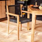 Stapelbare teak (buiten)stoel  (set van 2 stoelen), Huis en Inrichting, Stoelen, Ophalen, Twee, Zwart, Nieuw