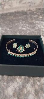 Vintage Zuni turkoois zilveren set, Sieraden, Tassen en Uiterlijk, Antieke sieraden, Verzenden, Zilver, Armband