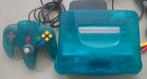 Nintendo 64 Aqua Blauw + aansluitkabels+originele controller, Spelcomputers en Games, Spelcomputers | Nintendo 64, Ophalen of Verzenden