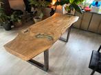 Boomstam tafel uit Indonesië van Suar hardhout, Huis en Inrichting, Tafels | Eettafels, Ophalen, 200 cm of meer, 50 tot 100 cm