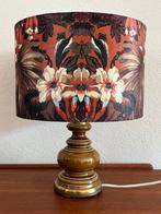 Vintage tafellamp met gebloemde lampenkap, Minder dan 50 cm, Gebruikt, Ophalen of Verzenden