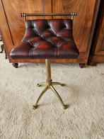 Vintage leren, vergulde messing harpisten piano muziek kruk, Ophalen of Verzenden