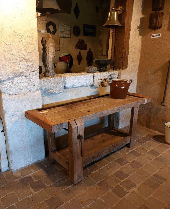 oude middelgrote werkbank 180 cm lang, Antiek en Kunst, Curiosa en Brocante, Ophalen