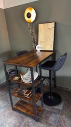 Industriële bartafel set – incl draaibare stoelen, Huis en Inrichting, Tafels | Statafels, Ophalen, In hoogte verstelbaar, Zo goed als nieuw