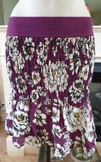 Anna aubergine paars bloemen rok M 38 40 Gratis Verzenden, Kleding | Dames, Rokken, Maat 38/40 (M), Paars, Zo goed als nieuw, Knielengte