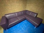 Paars / lila lederen hoekbank, Huis en Inrichting, Banken | Bankstellen, Ophalen of Verzenden, Zo goed als nieuw, Vierpersoons of meer