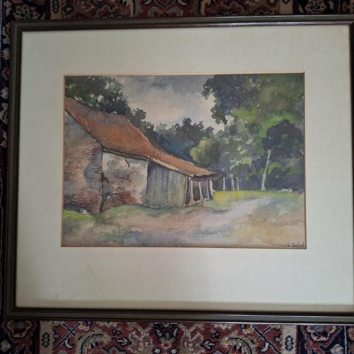 Aquarel , erkende kunstschilder COR SOBEL 1899-1984, Antiek en Kunst, Kunst | Schilderijen | Klassiek, Ophalen