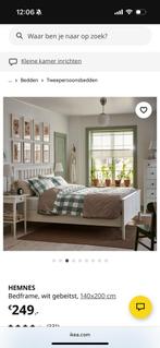 Ikea Hemnes 140x200 wit + Leirsund lattenbodems + matras, Huis en Inrichting, Ophalen, Wit, Tweepersoons, 140 cm