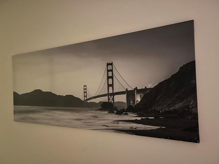 Golden Gate Bridge Foto Print, Huis en Inrichting, Woonaccessoires | Schilderijen, Tekeningen en Foto's, Zo goed als nieuw, Print