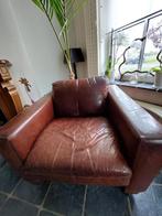Stoere lederen fauteuil, Huis en Inrichting, Fauteuils, Ophalen, Gebruikt, 50 tot 75 cm, Leer