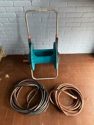 Tuinslanghaspel extra breed 32cm + 2 slangen beschikbaar voor biedingen