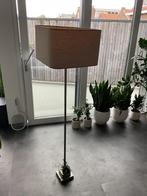 Zilveren zware lampenvoet met taupe lampenkap, Ophalen, Gebruikt, 100 tot 150 cm