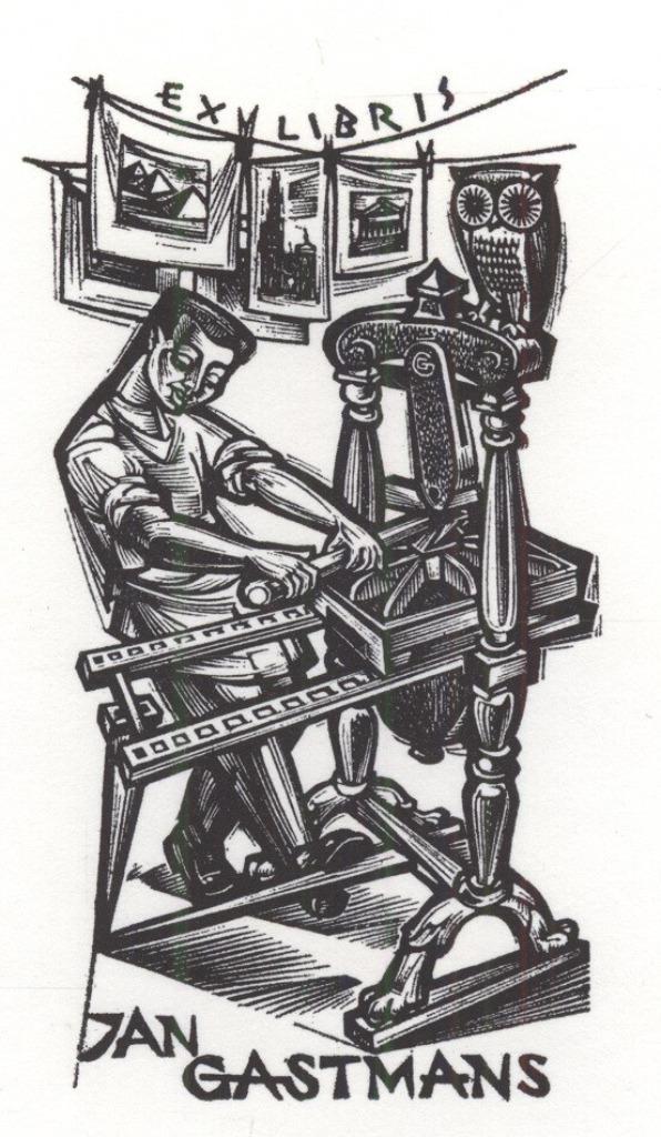 1595 Ex Libris België : Gerard Gaudaen, z.j., Antiek en Kunst, Kunst | Etsen en Gravures, Verzenden