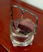 Verzilverde houder met glas + verzilverd peper en zoutstel, Antiek en Kunst, Antiek | Goud en Zilver, Ophalen of Verzenden, Zilver