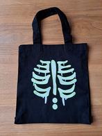 Primark Halloween skelet canvas tas glow in the dark, Ophalen of Verzenden, Nieuw, Zwart, Shopper
