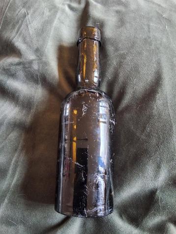Antieke bruine glazen fles frankrijk bodemvondst 18cm beschikbaar voor biedingen