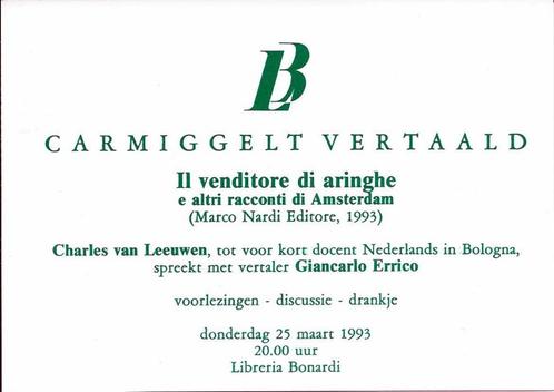 Uitnodiging S. Carmiggelt, Il venditore di aringhe., Boeken, Catalogussen en Folders, Nieuw, Ophalen of Verzenden