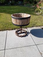 Mooie bloembak hout met ijzeren ringen en ijzeren ketting, Tuin en Terras, Bloembakken en Plantenbakken, Ophalen of Verzenden
