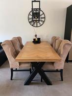 Eetkamertafel + salontafel i.z.g.s vissengraat design, Huis en Inrichting, Complete eetkamers, Ophalen of Verzenden, Zo goed als nieuw