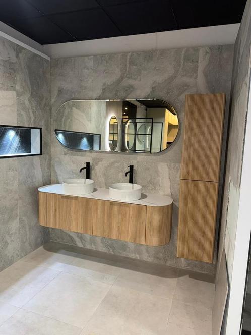 Sanitair douchemeubel badkamermeubel set eiken rond model !, Doe-het-zelf en Verbouw, Sanitair, Nieuw, Ophalen