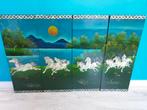 Wandpanelen paarden parelmoer vintage, Antiek en Kunst, Ophalen of Verzenden
