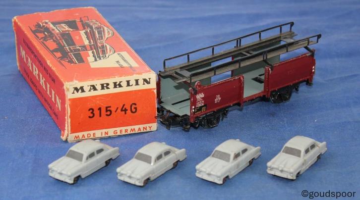 Marklin 4613-4 autotransport wagon met 4 Ford Taunus 12M, Hobby en Vrije tijd, Modeltreinen | H0, Wagon, Wisselstroom, Märklin