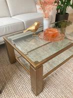 Willy Rizzo stijl salontafel messing facet glas, Huis en Inrichting, Ophalen, Gebruikt, 100 tot 150 cm, 50 tot 100 cm