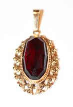 Antiek gouden hanger met facet granaatsteen, 14 karaat, Sieraden, Tassen en Uiterlijk, Antieke sieraden, Verzenden, Goud, Hanger