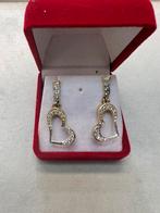 18k bicolor hart oorbellen, Ophalen of Verzenden, Zo goed als nieuw, Knopjes of Stekers, Goud