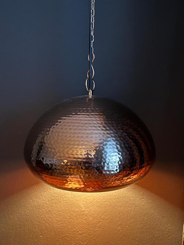 Pendant Lamp Hanglamp Hammered Oval Copper - Merk Zuiver, Huis en Inrichting, Lampen | Hanglampen, Zo goed als nieuw, Minder dan 50 cm